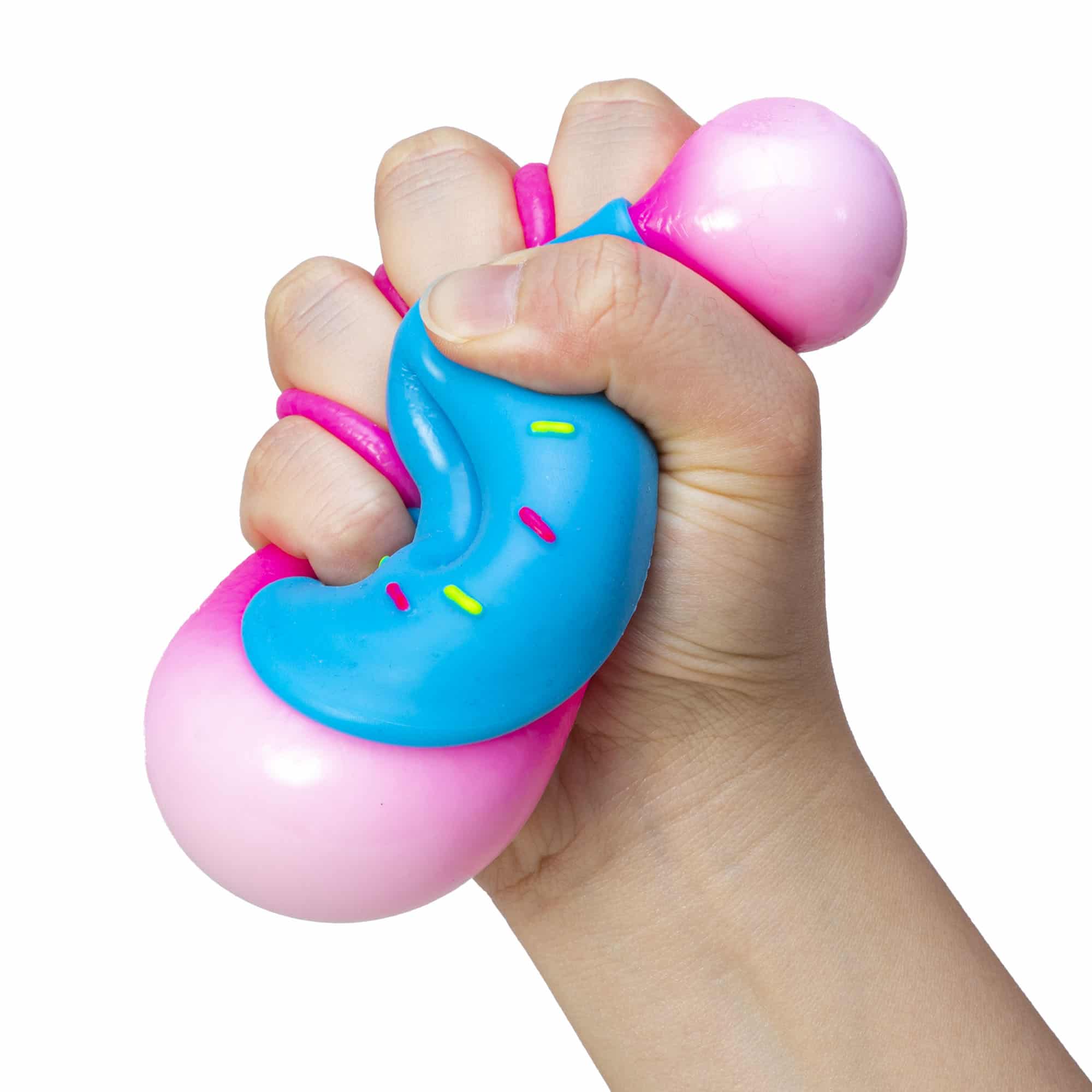 NeeDoh Dohnuts K9 Pink with Blue Frosting - Squeezed