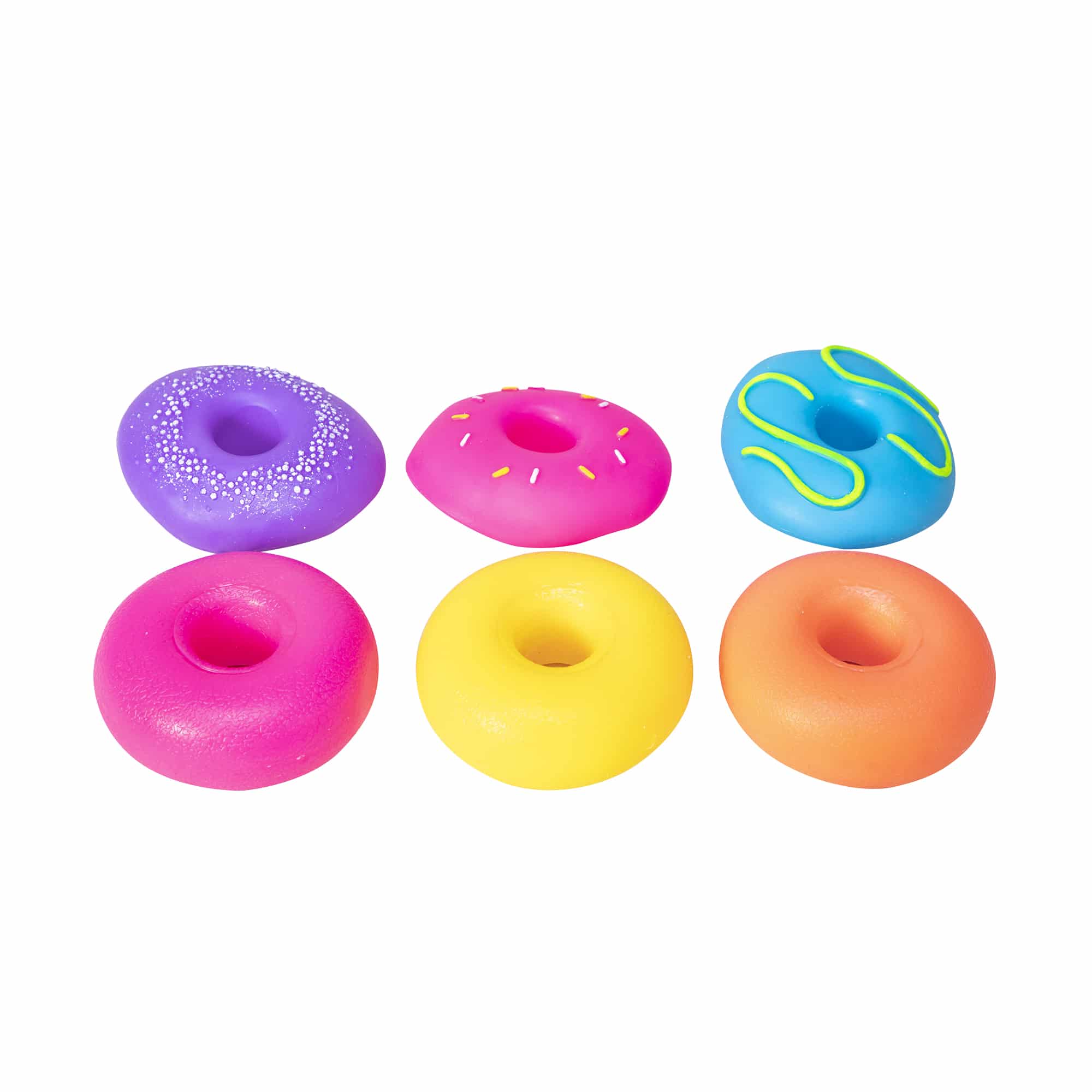 NeeDoh Dohnuts K9 Group - Pink and Purple, Yellow and Pink, Orange and Blue with Removable Frosting Pieces