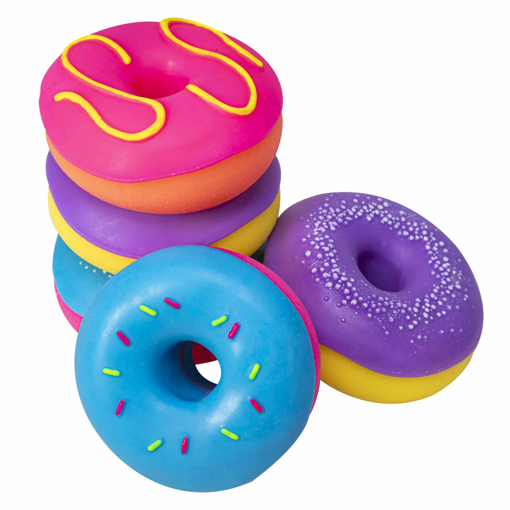 NeeDoh Dohnuts K9 Stack and Group - Pink, Purple, and Blue frosted