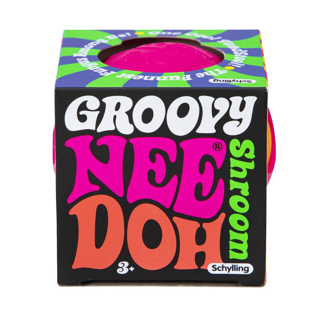 NeeDoh Groovy Shroom S4 - Package Front - Orange with Pink Top Mushroom