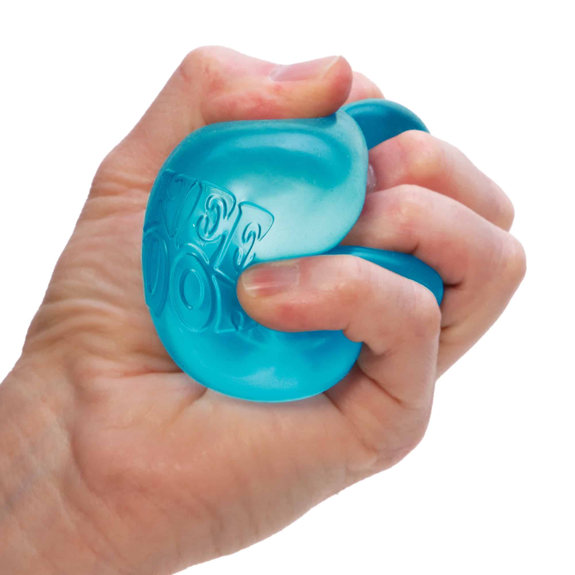 NeeDoh Nice Cube P2 Blue Squeezed in Hand