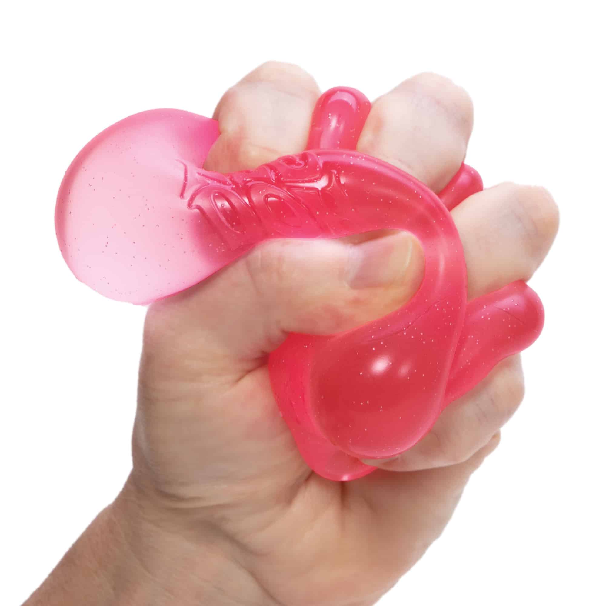 NeeDoh Nice Cube P2 Pink Squeezed in Hand