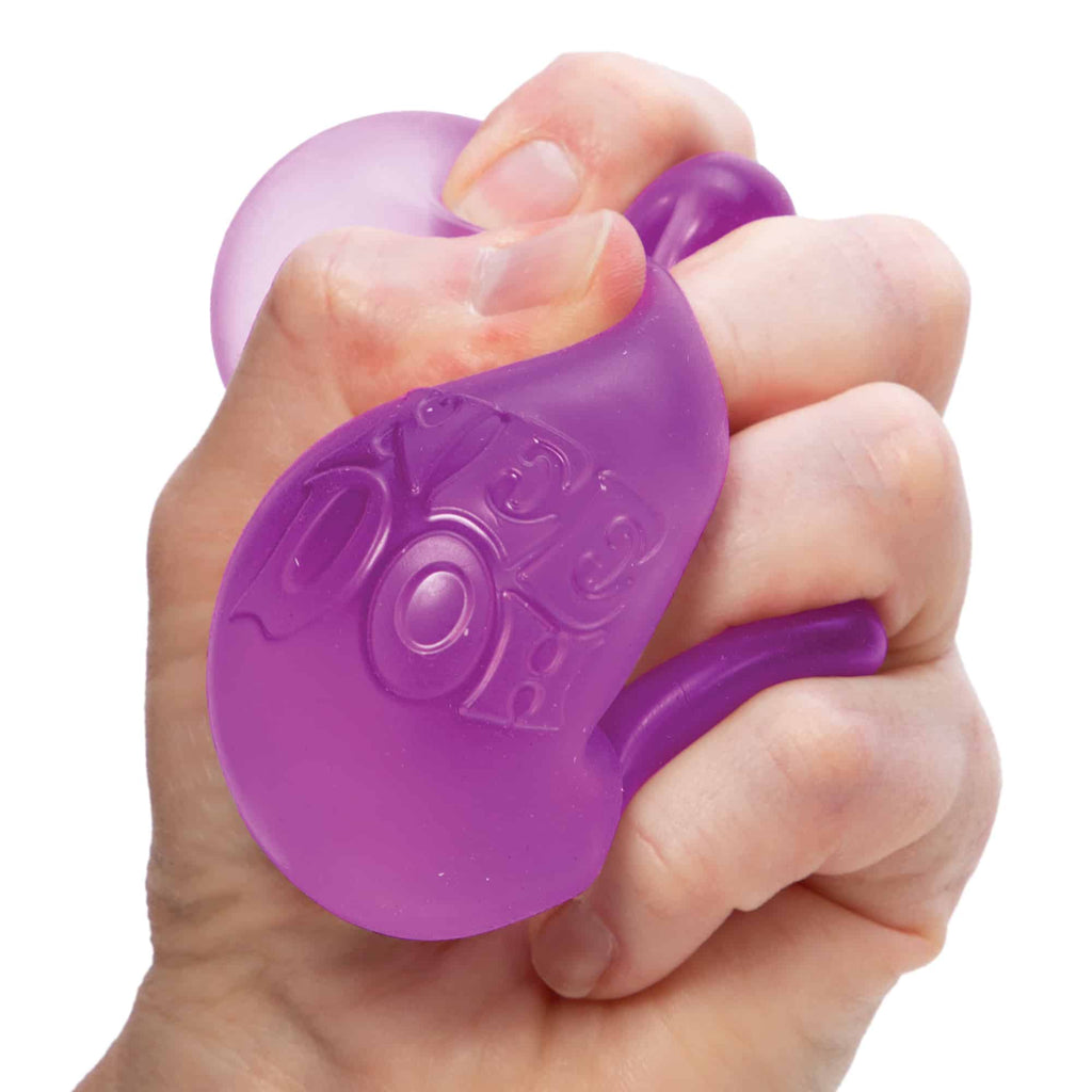 NeeDoh Nice Cube P2 Purple Squeezed in Hand