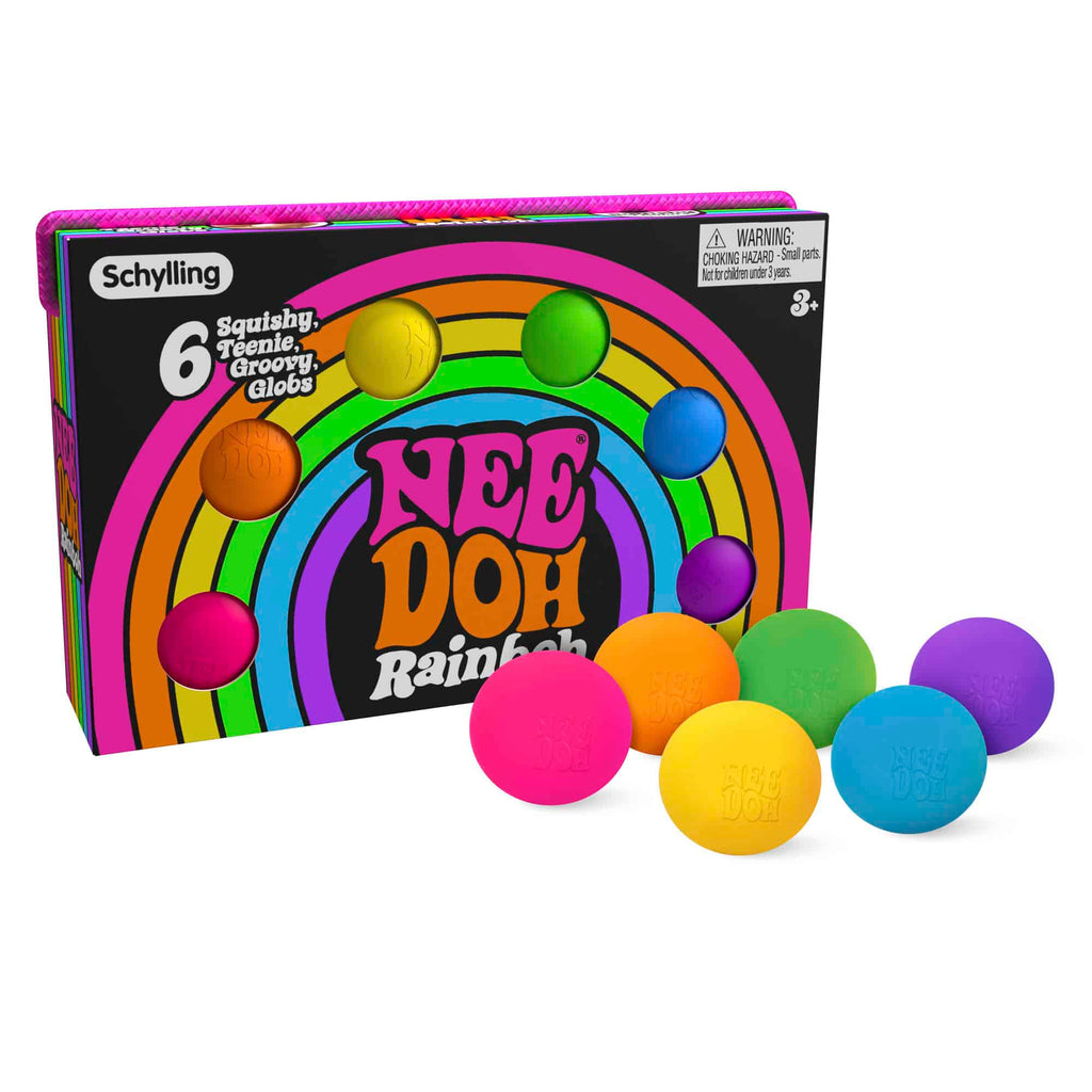 NeeDoh Rainboh W9 Packaging and Teenie NeeDoh out of package