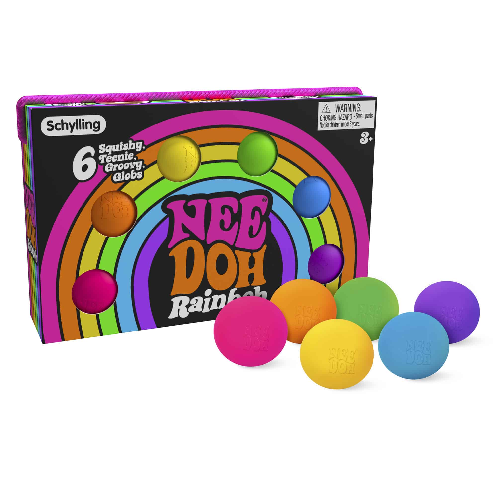 NeeDoh Rainboh W9 Packaging and Teenie NeeDoh out of package